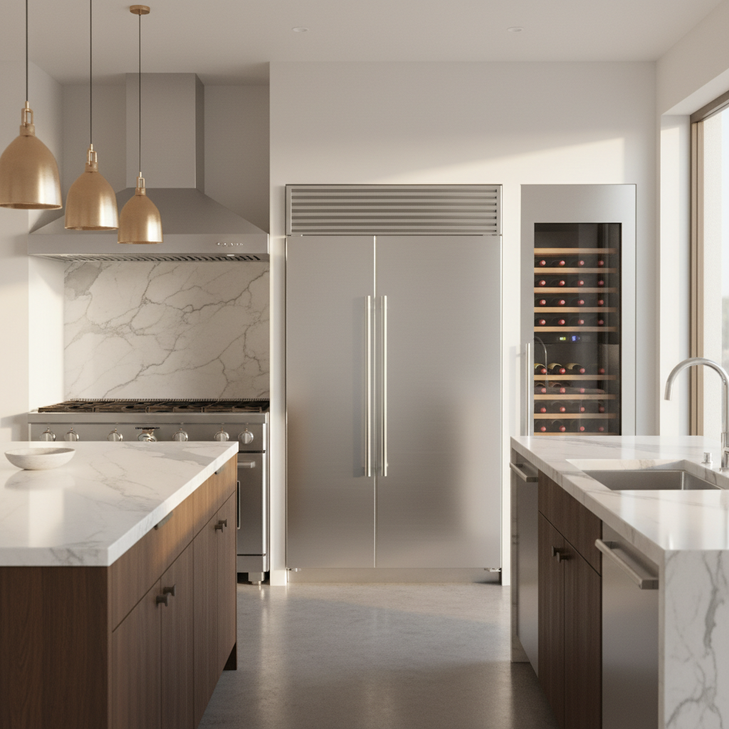 Luxury kitchen with premium refrigerator and wine cooler